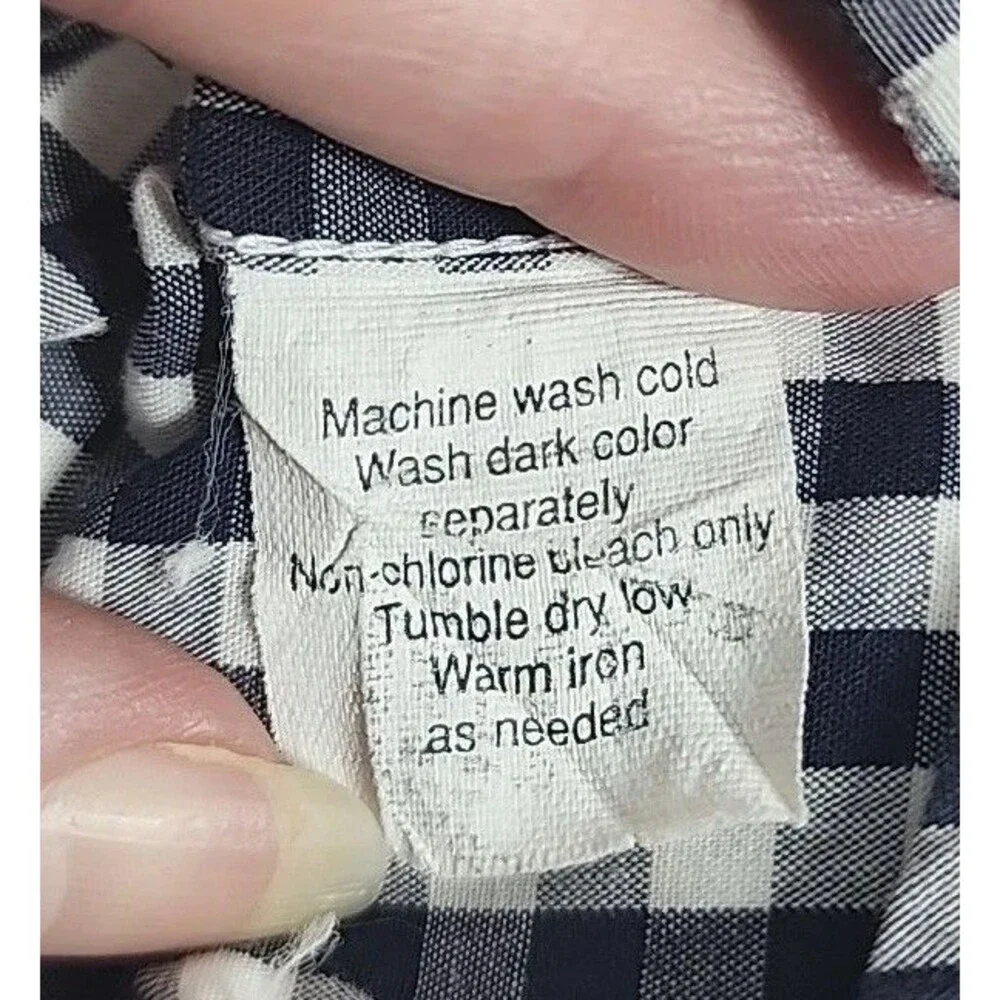 J Crew Button Up Shirt Mens XL Black Gray White Checkered Short Sleeve Pocket - Picture 7 of 10